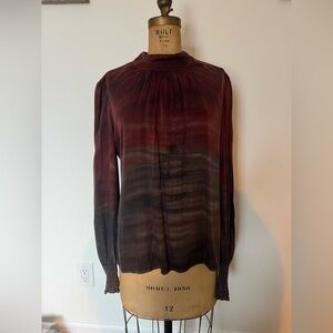 Anthropologie Bella Dahl wild berry color tie dye blouse size large